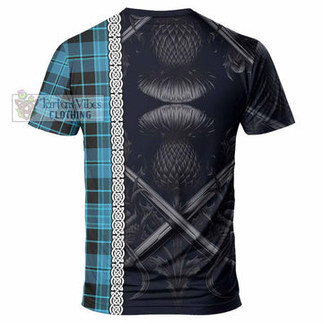 Clergy Tartan T-Shirt with Family Crest Cross Sword Thistle Celtic Vibes - Tartan Vibes Clothing