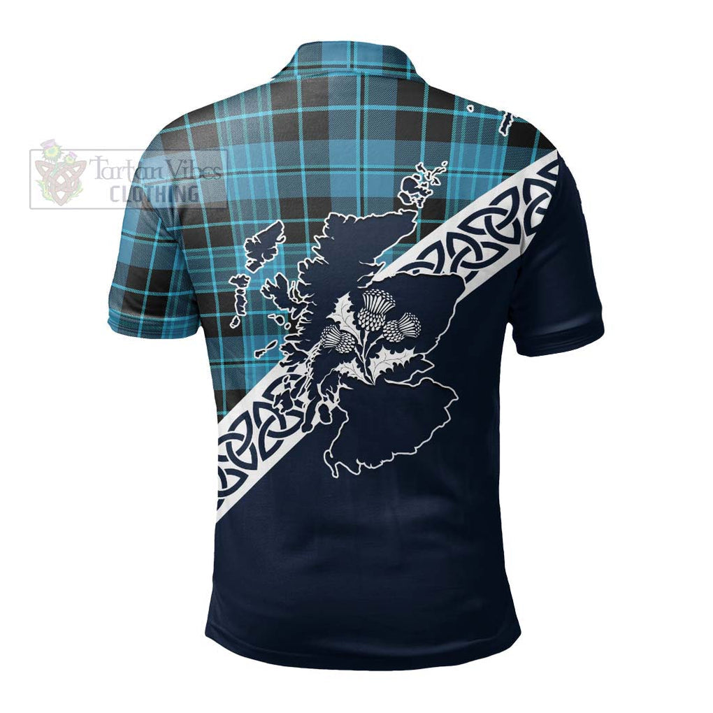Clergy Tartan Polo Shirt Featuring Thistle and Scotland Map - Tartanvibesclothing Store