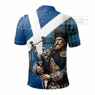 Clergy Tartan Polo Shirt with Family Crest Scottish Bagpiper Vibes - Tartan Vibes Clothing