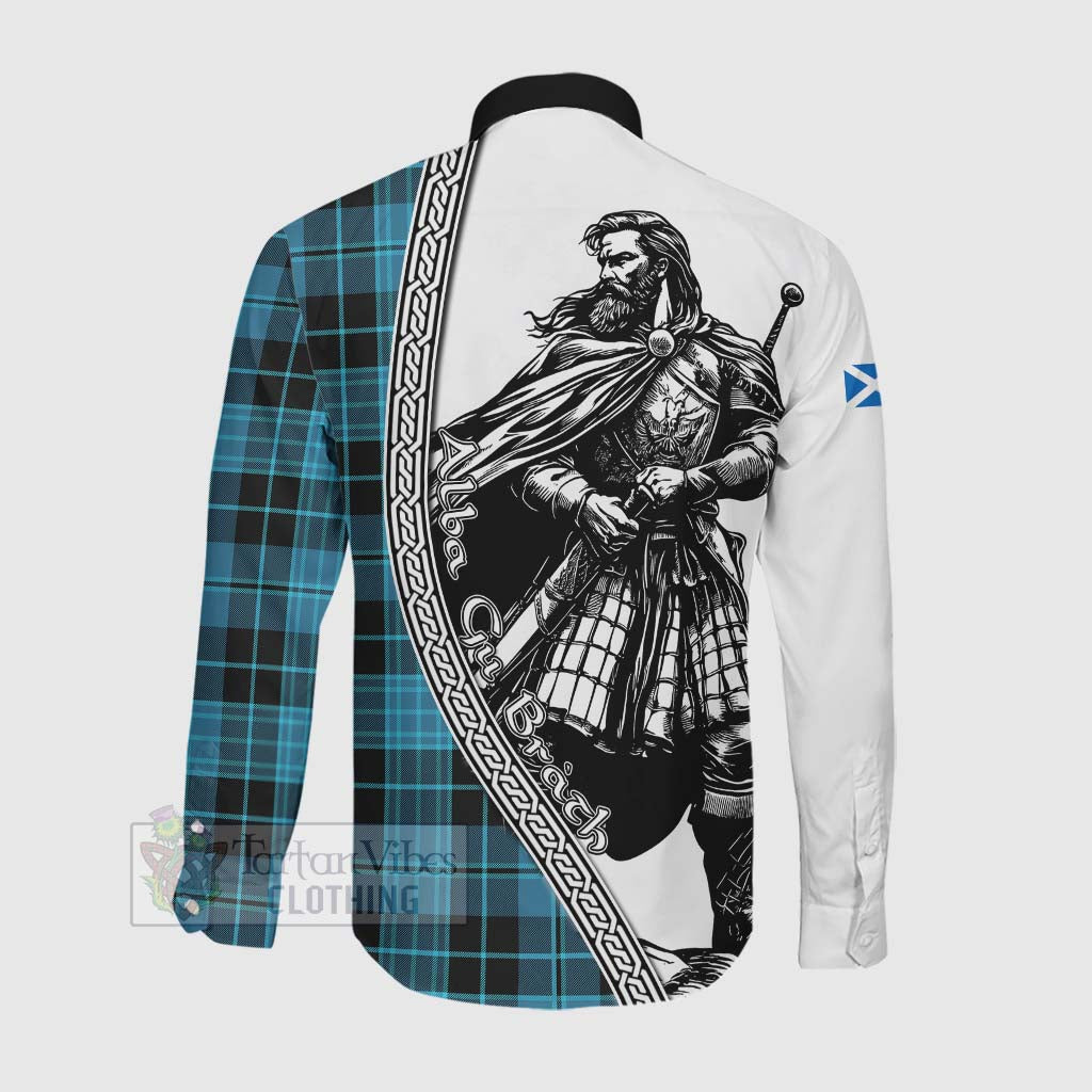 Clergy Tartan Clan Crest Long Sleeve Button Shirt with Highlander Warrior Celtic Style Men's Shirt - Tartan Vibes Clothing