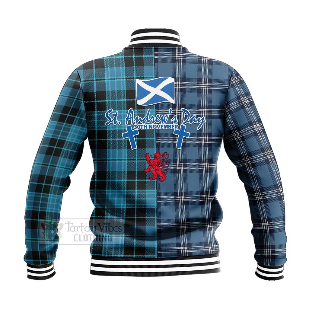 Clergy Tartan Baseball Jacket Happy St. Andrew's Day Half Tartan Style - Tartan Vibes Clothing