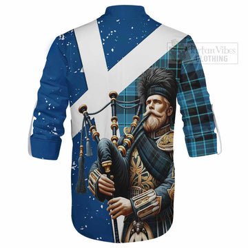 Clergy Tartan Ghillie Kilt Shirt with Family Crest Scottish Bagpiper Vibes - Tartan Vibes Clothing