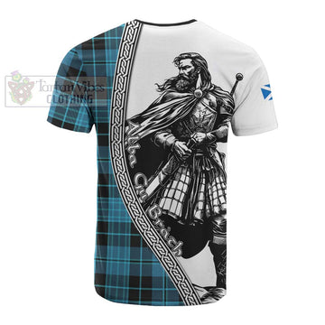 Clergy Tartan Clan Crest Cotton T-shirt with Highlander Warrior Celtic Style