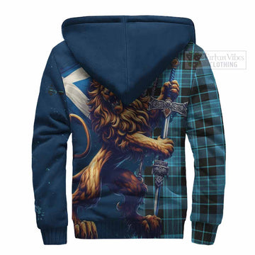 Clergy Tartan Family Crest Sherpa Hoodie with Scottish Majestic Lion - Tartan Vibes Clothing