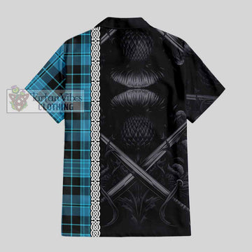 Clergy Tartan Hawaiian Shirt with Family Crest Cross Sword Thistle Celtic Vibes - Tartan Vibes Clothing