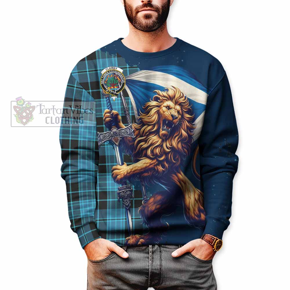 Clergy Tartan Family Crest Sweatshirt with Scottish Majestic Lion - Tartan Vibes Clothing