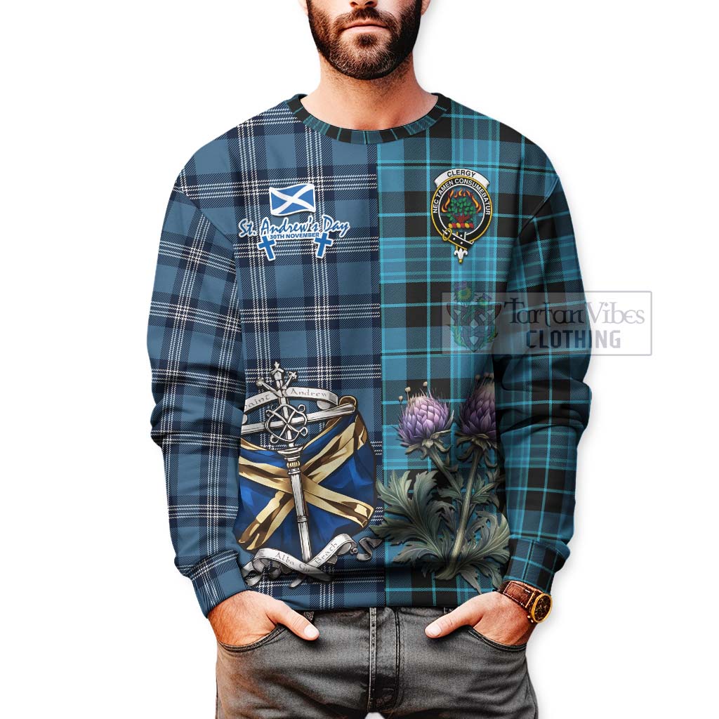 Clergy Tartan Sweatshirt Happy St. Andrew's Day Half Tartan Style - Tartan Vibes Clothing