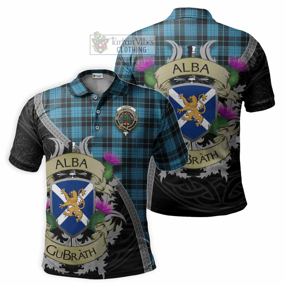 Tartan Vibes Clothing Clergy Tartan Family Crest Polo Shirt Lion Rampant Royal Thistle Shield Celtic Inspired