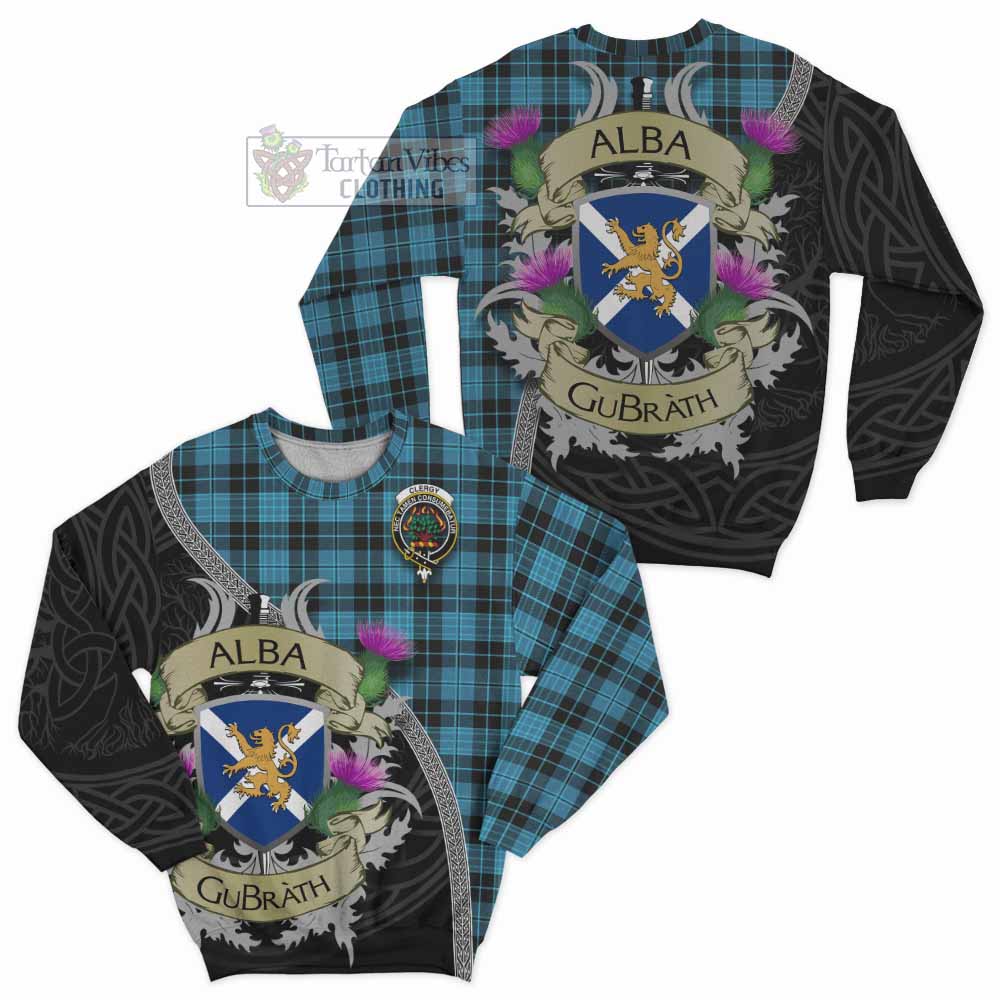 Clergy Tartan Family Crest Sweatshirt Lion Rampant Royal Thistle Shield Celtic Inspired - Tartan Vibes Clothing