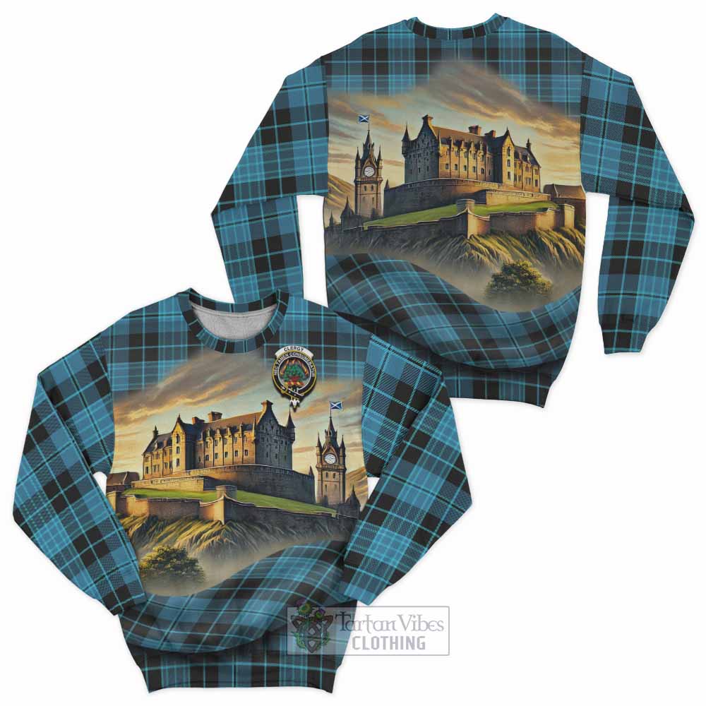 Clergy Tartan Family Crest Sweatshirt with Scottish Ancient Castle Style - Tartan Vibes Clothing