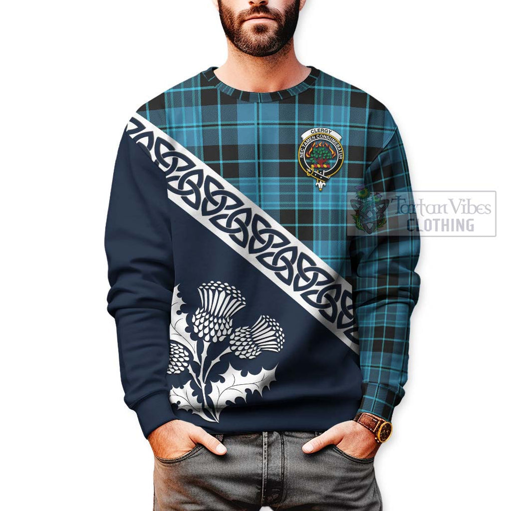 Clergy Tartan Sweatshirt Featuring Thistle and Scotland Map - Tartan Vibes Clothing