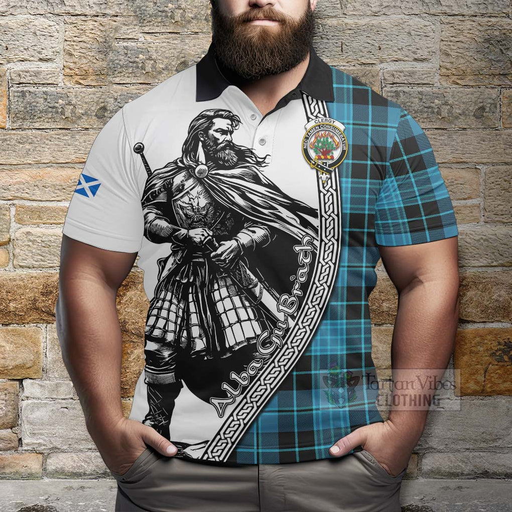 Clergy Tartan Clan Crest Polo Shirt with Highlander Warrior Celtic Style - Tartan Vibes Clothing