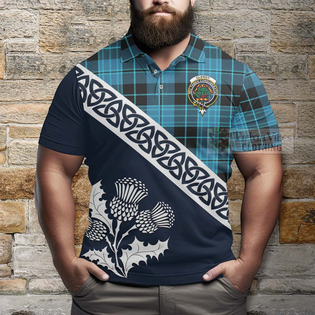 Clergy Tartan Polo Shirt Featuring Thistle and Scotland Map - Tartanvibesclothing Store