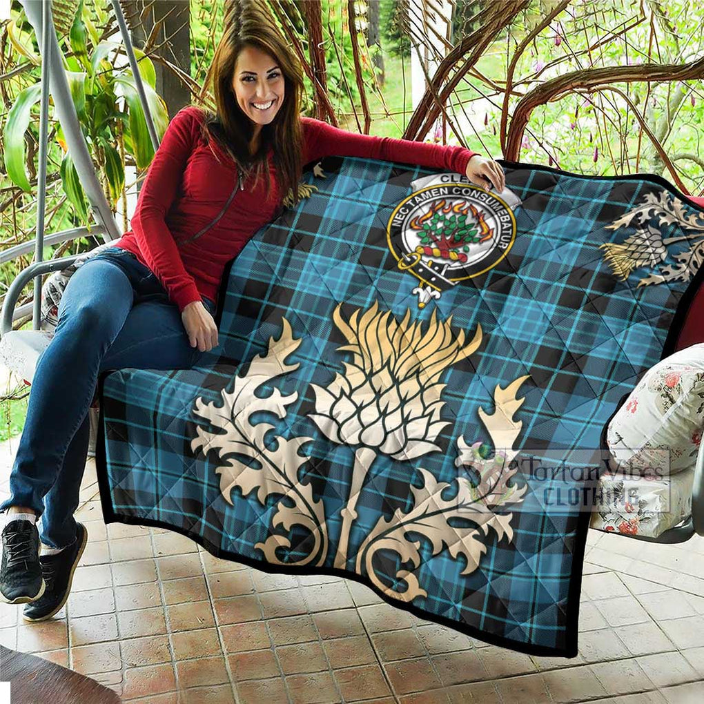 Tartan Vibes Clothing Clergy Tartan Quilt with Family Crest and Golden Thistle Style