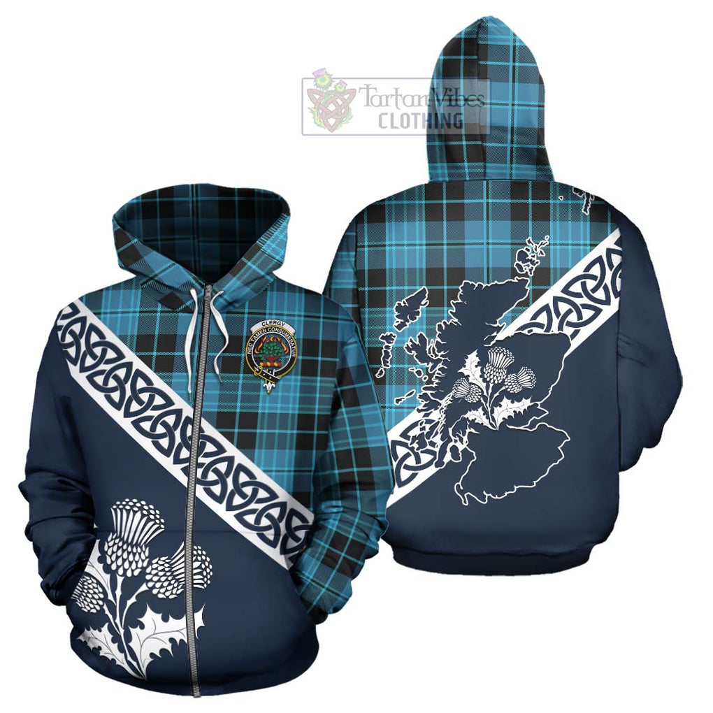 Clergy Tartan Hoodie Featuring Thistle and Scotland Map - Tartan Vibes Clothing