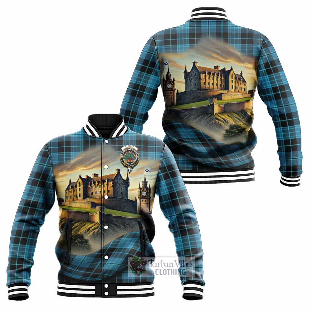 Tartan Vibes Clothing Clergy Tartan Family Crest Baseball Jacket with Scottish Ancient Castle Style