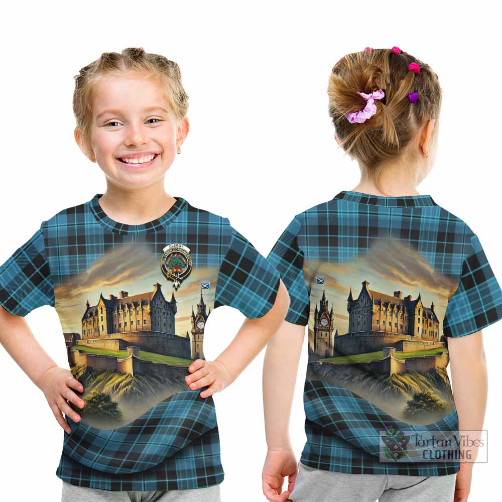 Clergy Tartan Family Crest Kid T-Shirt with Scottish Ancient Castle Style - Tartan Vibes Clothing