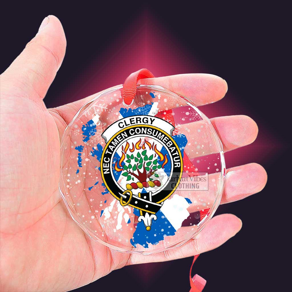 Clergy Clan Crest Christmas Glass Ornament with Scotland Map - 2D-tartanvibesclothing