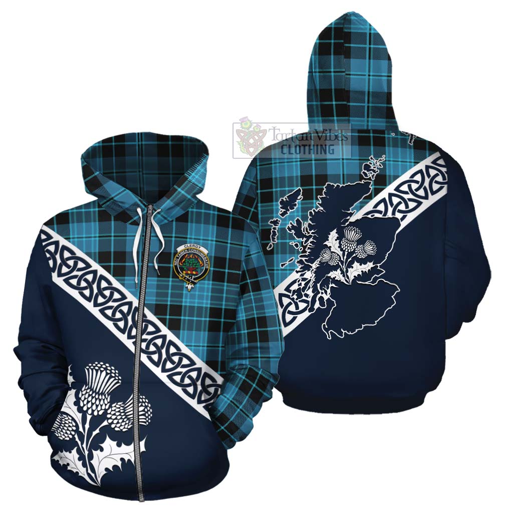 Clergy Tartan Cotton Hoodie Featuring Thistle and Scotland Map - Tartan Vibes Clothing