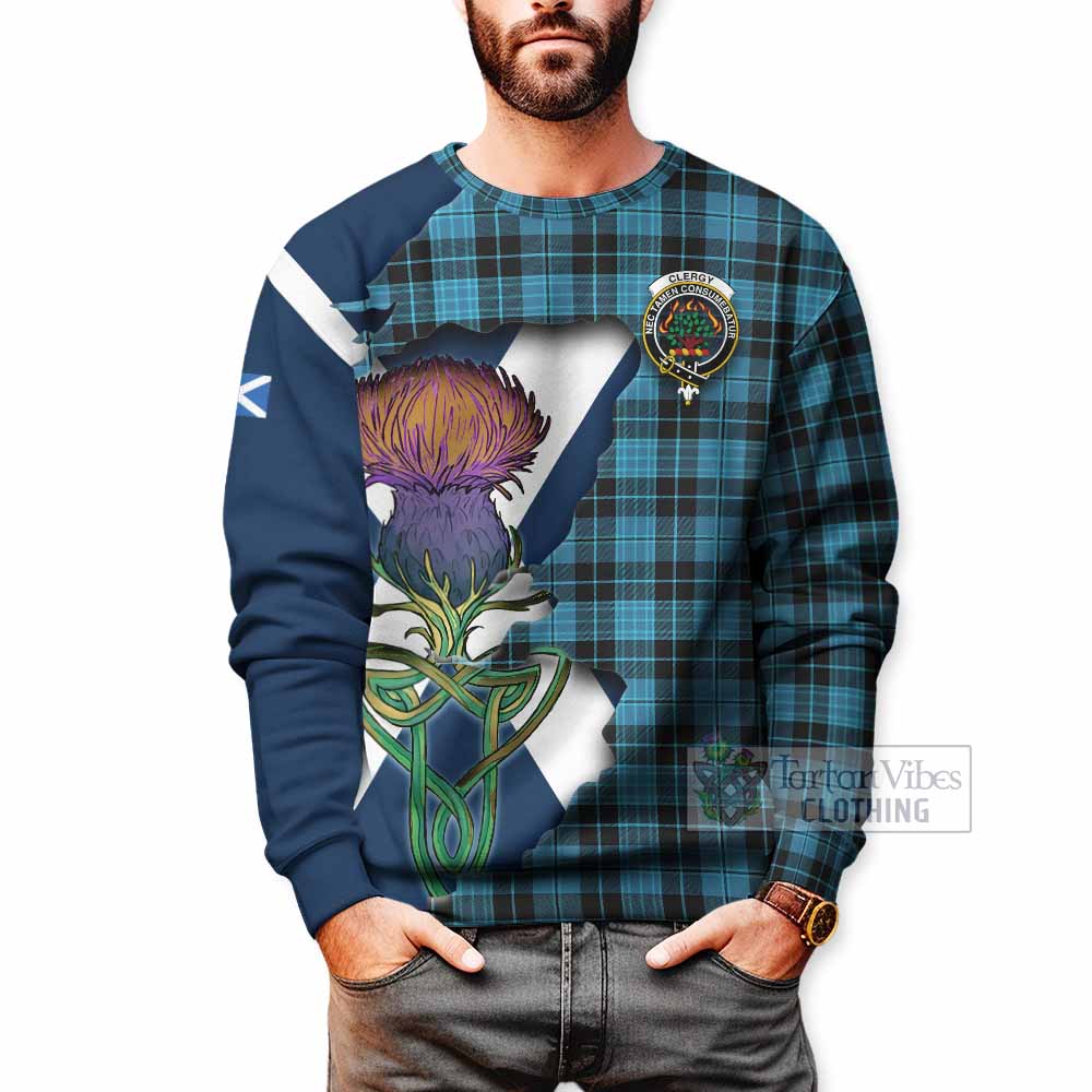 Clergy Tartan Family Crest Sweatshirt Scottish Thistle Celtic Inspired - Tartan Vibes Clothing