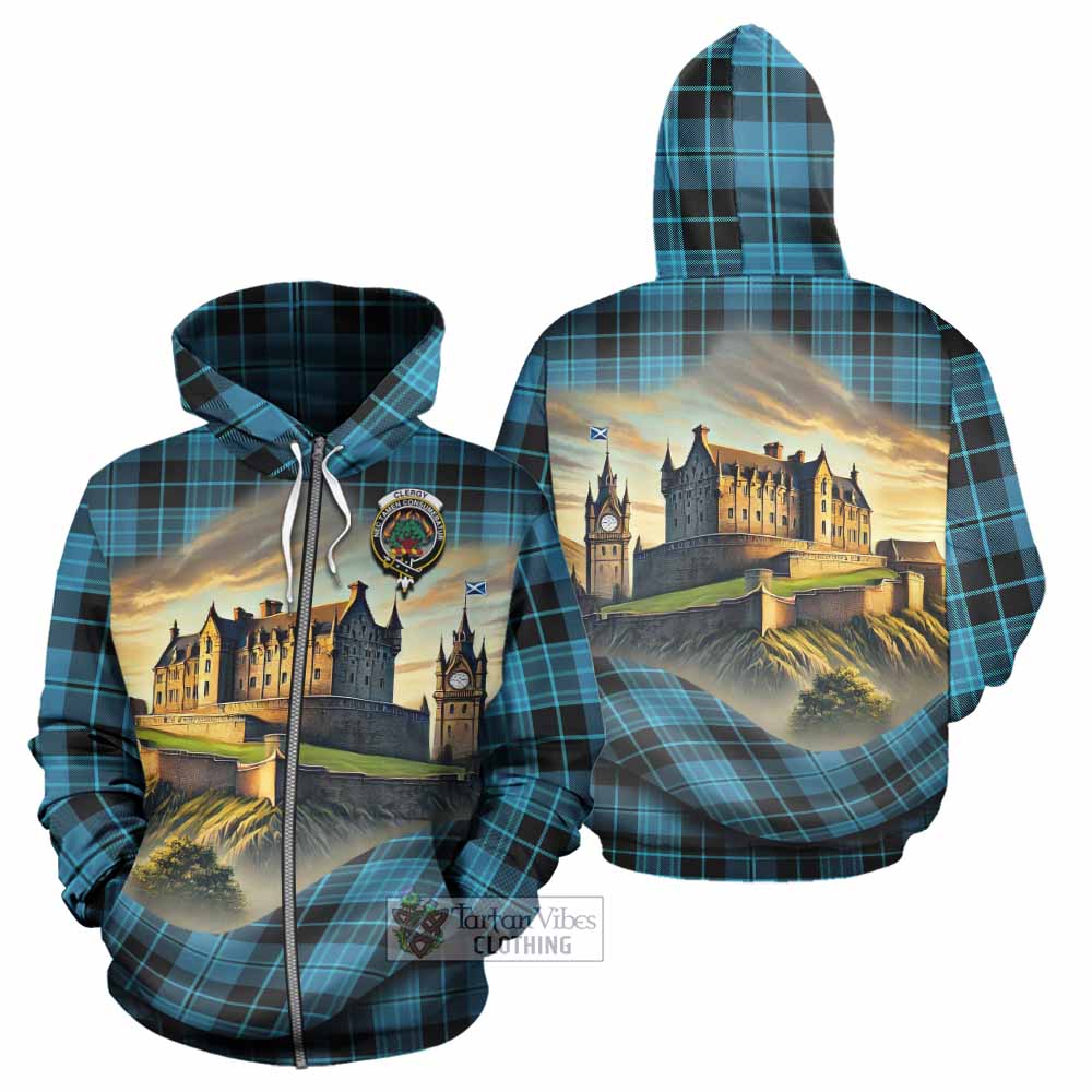 Clergy Tartan Family Crest Hoodie with Scottish Ancient Castle Style Zip Hoodie - Tartan Vibes Clothing