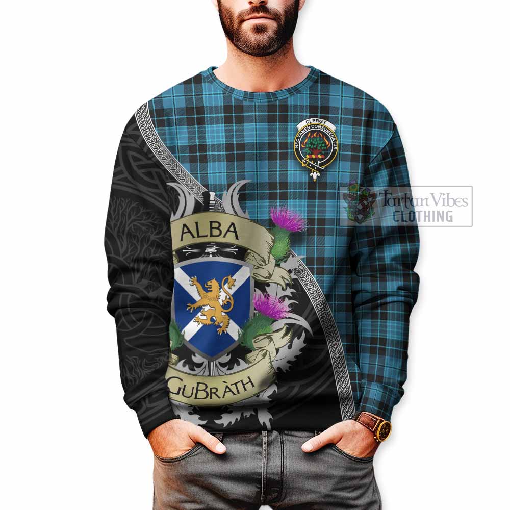 Clergy Tartan Family Crest Sweatshirt Lion Rampant Royal Thistle Shield Celtic Inspired - Tartan Vibes Clothing