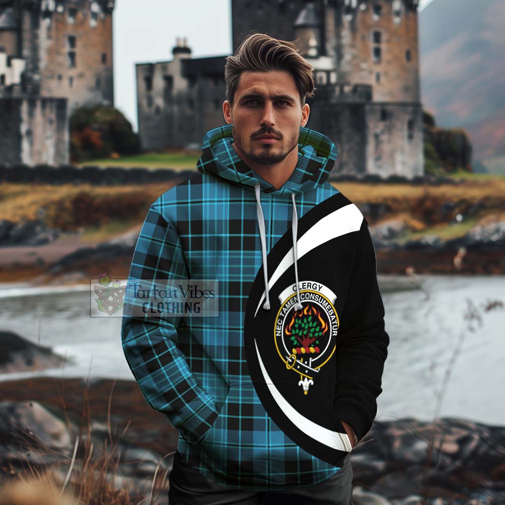 Clergy Tartan Cotton Hoodie with Family Crest Circle Style - Tartan Vibes Clothing