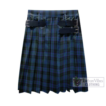 Clergy Blue Tartan Men's Pleated Skirt - Fashion Casual Retro Scottish Kilt Style