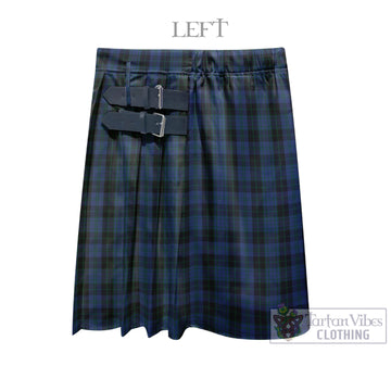 Clergy Blue Tartan Men's Pleated Skirt - Fashion Casual Retro Scottish Kilt Style