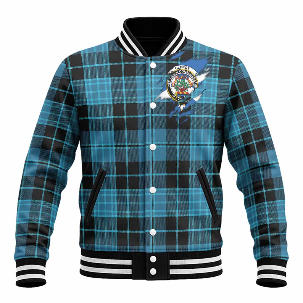 Clergy Clan Crest In Me Tartan Baseball Jacket Scotland Flag Style