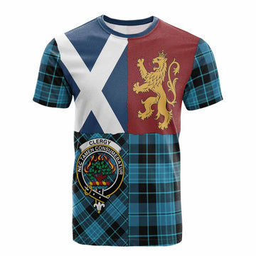 Clergy Crest Tartan Cotton T-shirt with Lion Rampant Saltire Style