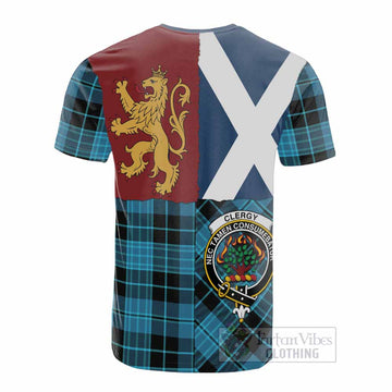 Clergy Crest Tartan Cotton T-shirt with Lion Rampant Saltire Style