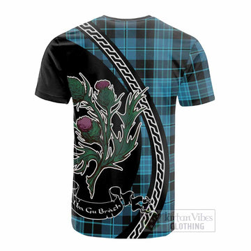 Clergy Family Crest Tartan Cotton T-shirt Alba Thistle Inspired
