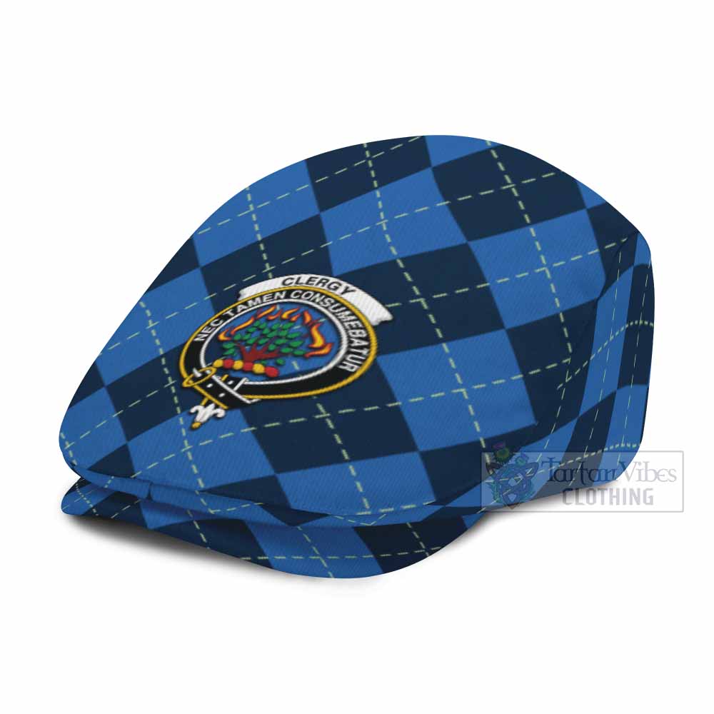 Clergy Scottish Family Crest Flat Cap, Jeff Cap Navy Argyle Classic Style - Tartan Vibes Clothing