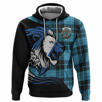 Clergy Tartan Crest Hoodie Scottish Golden Lions Wave Flow