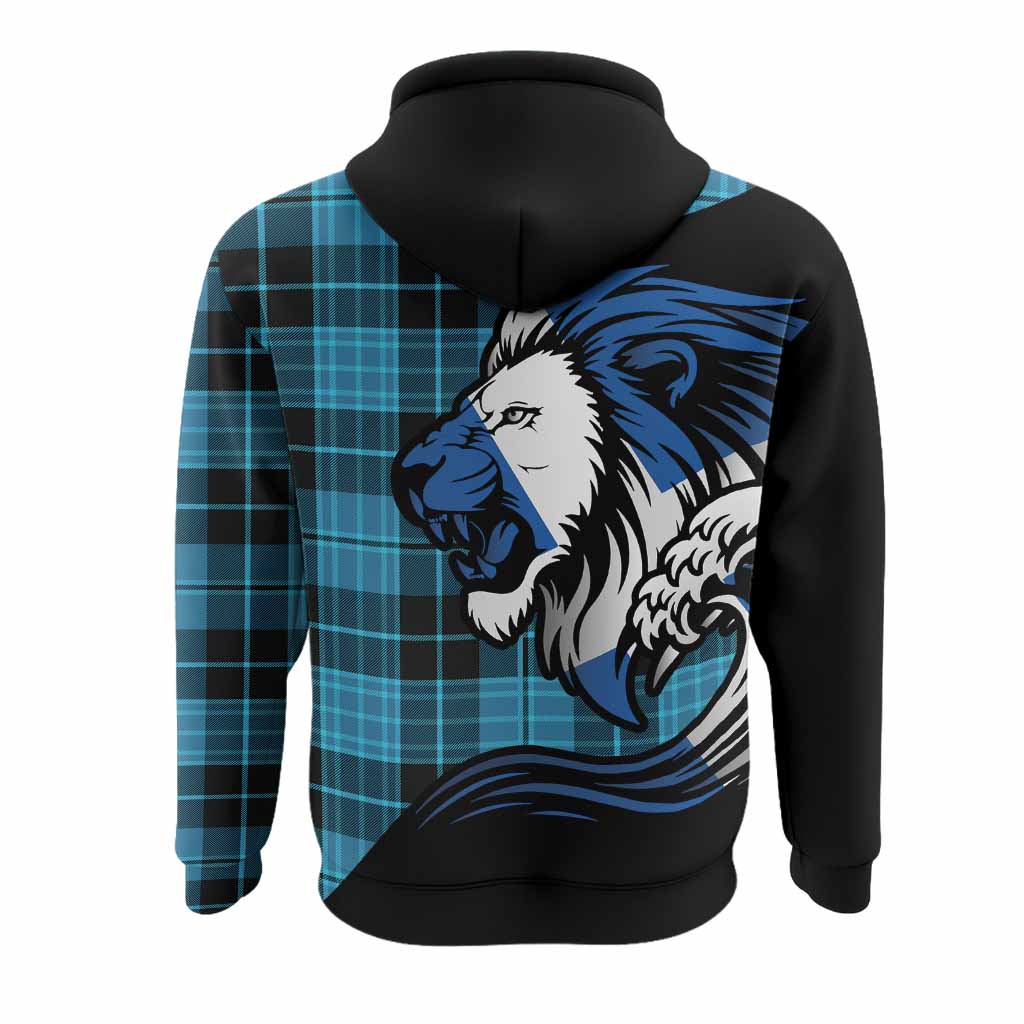 Clergy Tartan Crest Hoodie Scottish Golden Lions Wave Flow