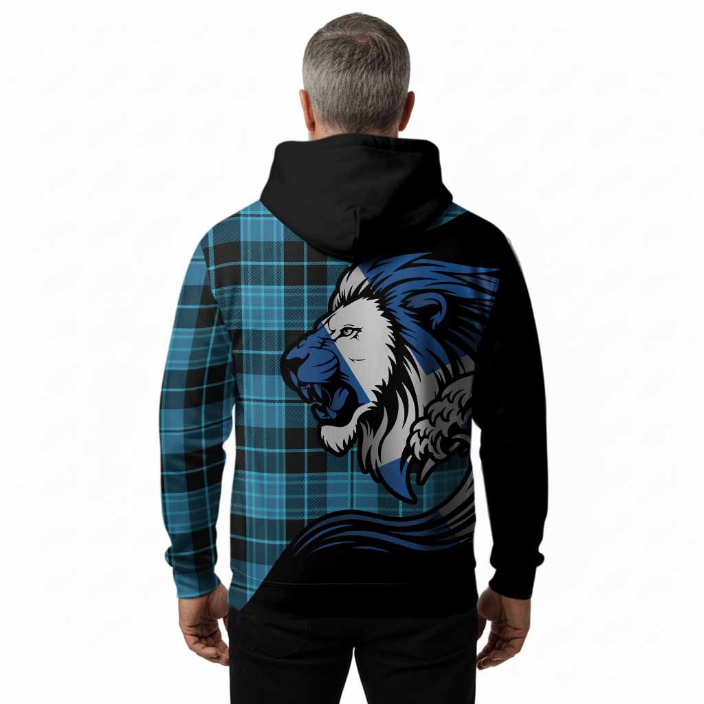Clergy Tartan Crest Hoodie Scottish Golden Lions Wave Flow