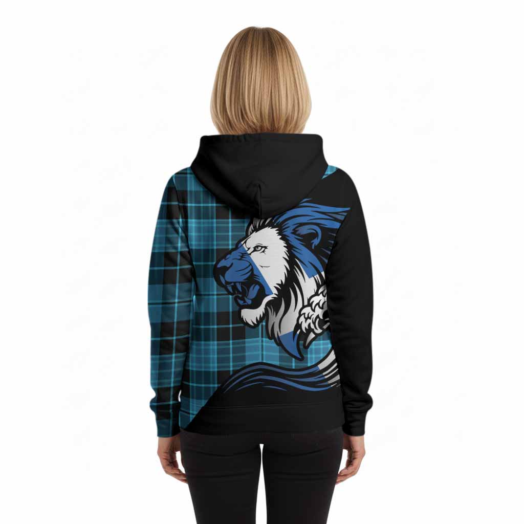 Clergy Tartan Crest Hoodie Scottish Golden Lions Wave Flow