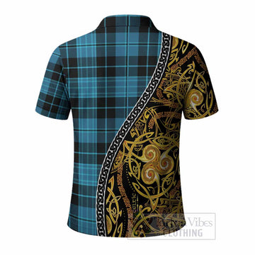 Clergy Tartan Crest Polo Shirt Celtic Knot and Triple Trickle Spiral Symbols