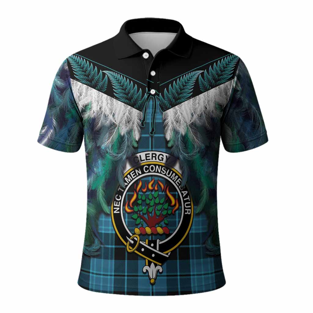 Clergy Tartan Crest Polo Shirt New Zealand Maori Korowai Cloak