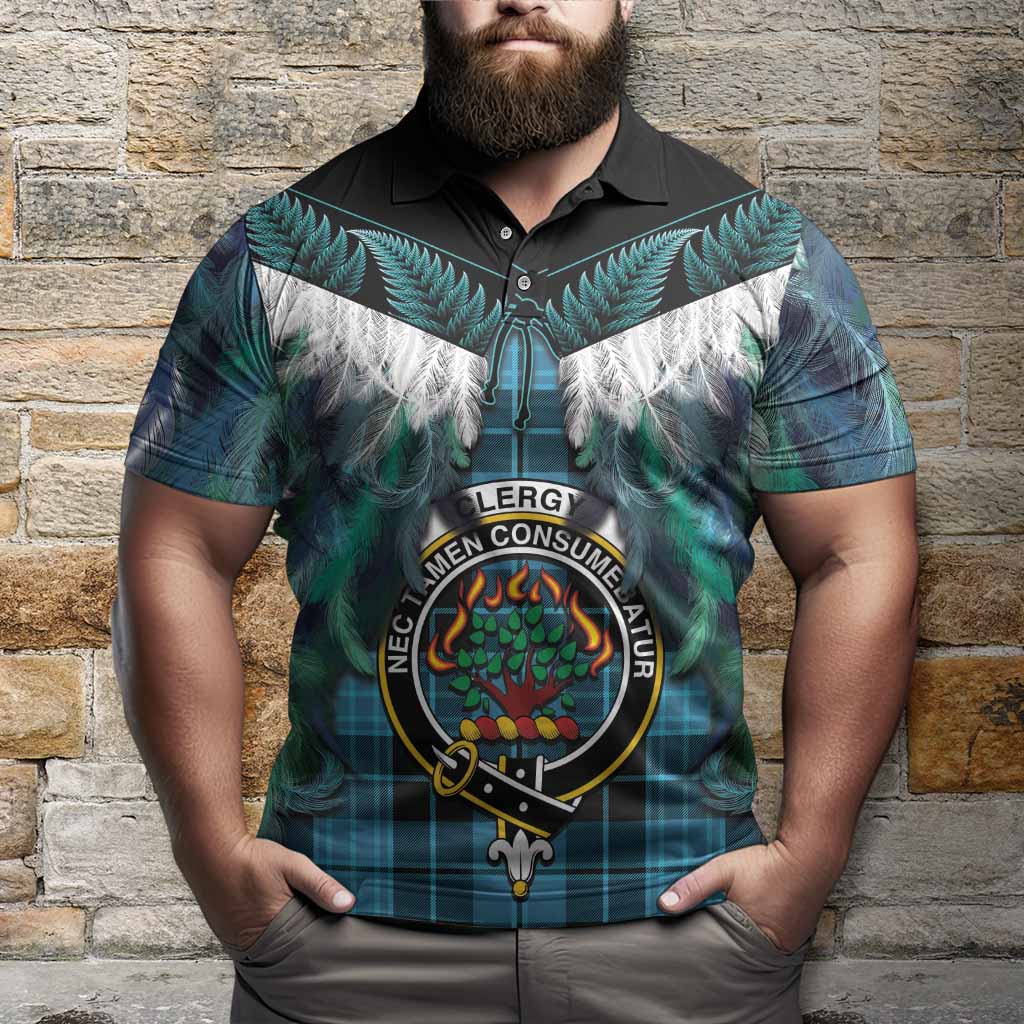 Clergy Tartan Crest Polo Shirt New Zealand Maori Korowai Cloak