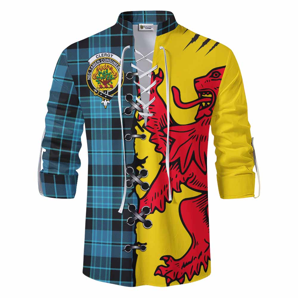 Clergy Tartan Family Crest Ghillie Kilt Shirt Lion Rampant Honor - Tartan Vibes Clothing