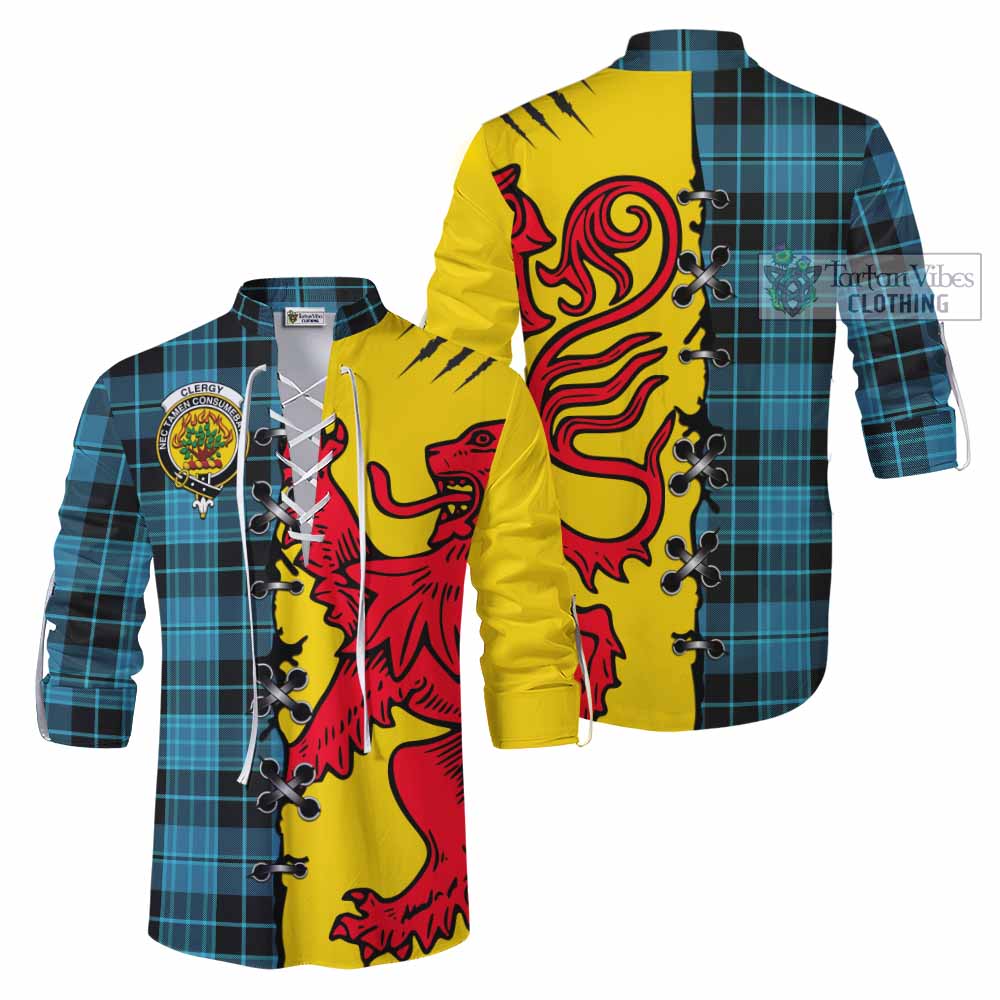 Clergy Tartan Family Crest Ghillie Kilt Shirt Lion Rampant Honor - Tartan Vibes Clothing