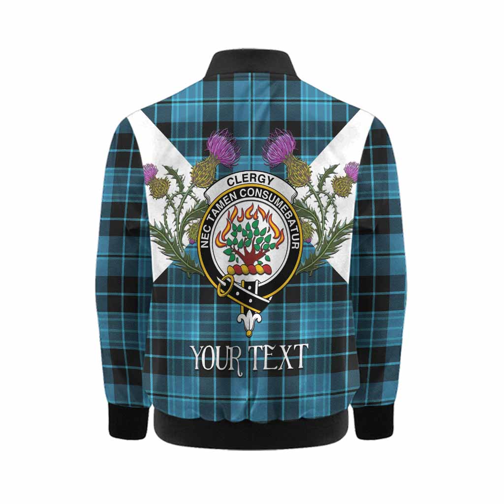 Clergy Tartan Family Crest Kid Bomber Jacket Scottish Burns Night Thistle Floral