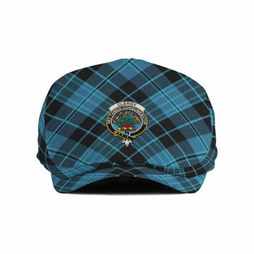 Clergy Tartan Flat Cap, Jeff Cap Cross Style with Family Crest