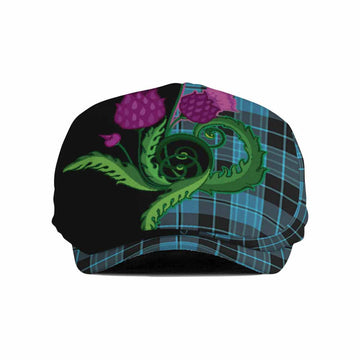 Clergy Tartan Flat Cap, Jeff Cap Traditional Scottish Thistle