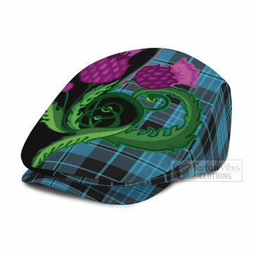 Clergy Tartan Flat Cap, Jeff Cap Traditional Scottish Thistle