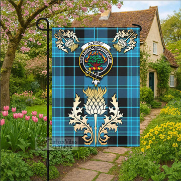 Clergy Tartan Garden Flag with Golden Regal Scottish Thistle Emblem