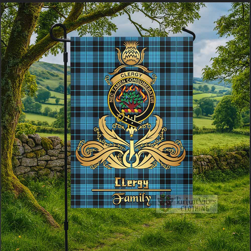 Clergy Tartan Garden Flag with Highland Thistle Cherish Family Crest Style - Tartan Vibes Clothing