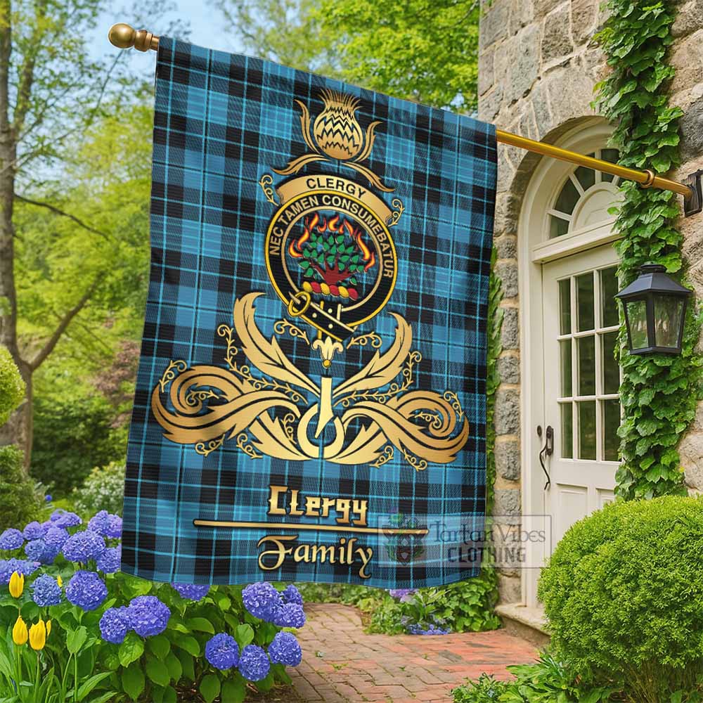 Clergy Tartan Garden Flag with Highland Thistle Cherish Family Crest Style - Tartan Vibes Clothing